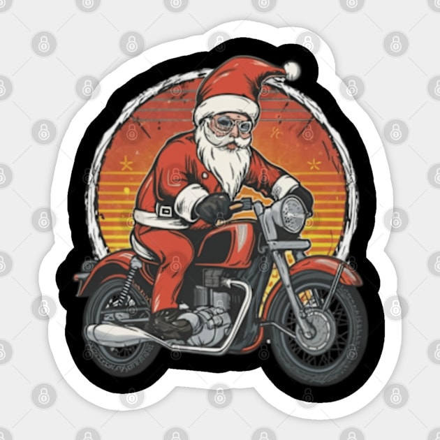 Santa Claus on a vintage motorcycle,target team member, dart lover, bullseye, bullseye shop, target team member new, christmas  for kids, red, target employee, retail, employees, dartboard, fulfillment, funny dog, cute puppy Sticker by designe stor 